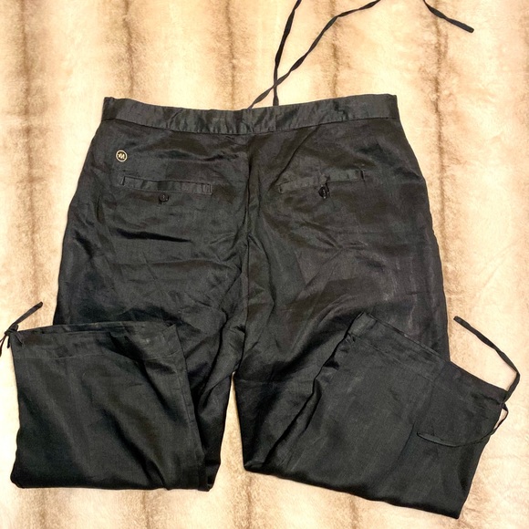 Capri MECCA Gold Linen 100% Capri Wide leg Pants Classic black embellished - Picture 8 of 8